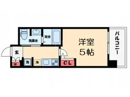 ブリリアント大阪西(1K/13階)の間取り写真