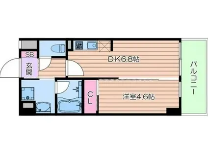 アドラブール・KIKI(1DK/6階)の間取り写真
