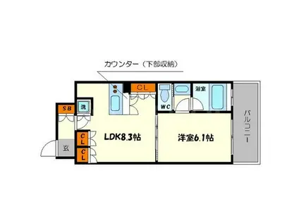 リーガルあみだ池新町(1DK/7階)の間取り写真