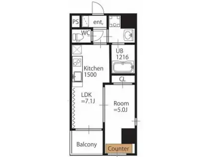 アミティエ扇町リアン(1LDK/7階)の間取り写真