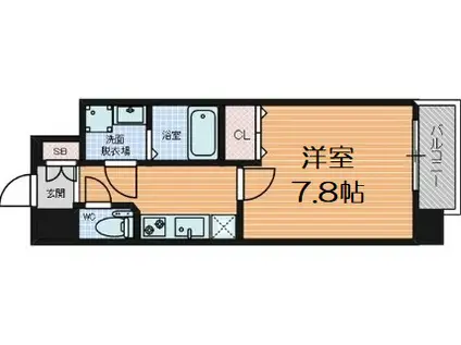 レジデンス大阪レトログラード(1K/4階)の間取り写真