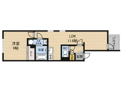 パークサイド鷺洲(1LDK/1階)の間取り写真