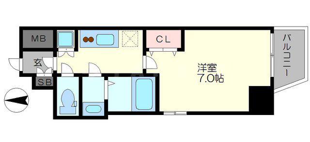 ファーストステージ江戸堀パークサイド(1K/4階)の間取り写真