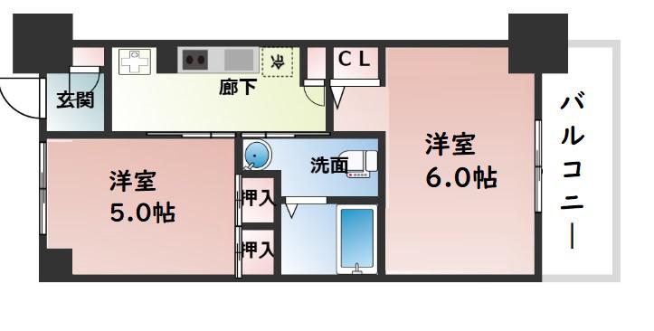 エステムプラザ大阪城パークフロント(2K/10階)の間取り写真