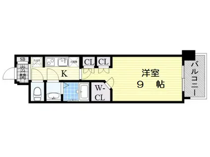 コンフォリア阿波座(1K/4階)の間取り写真