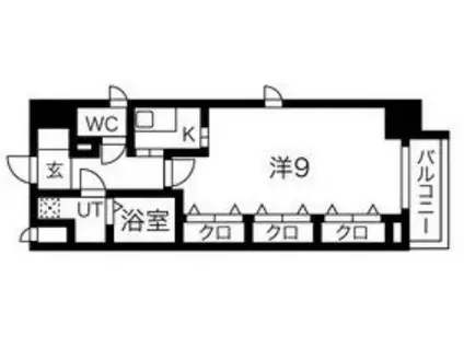 S-RESIDENCE 難波 VIALE(1K/11階)の間取り写真