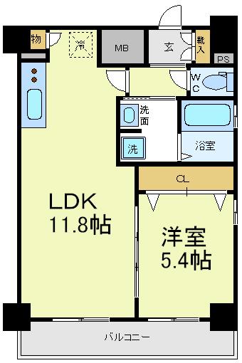 エステムプラザ・ミッドプレイス(1LDK/12階)の間取り写真