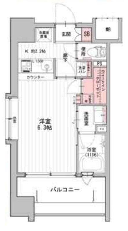 GATE COURT OSAKAFUKUSHIMA(1K/6階)の間取り写真