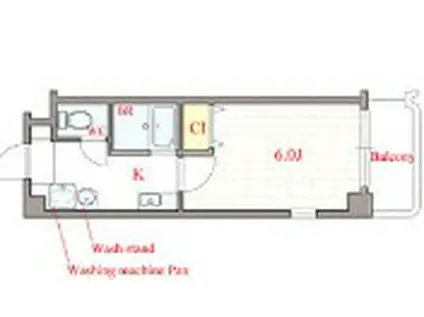 ルミエール南堀江(1K/4階)の間取り写真