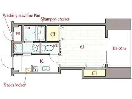 CHERRY HILLS(1K/10階)の間取り写真
