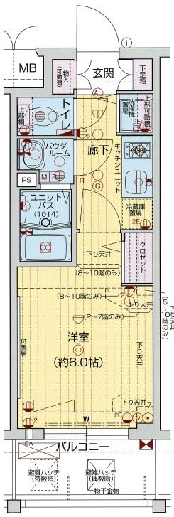プレサンス難波フィネスト(1K/4階)の間取り写真