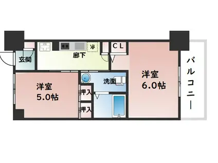 エステムプラザ大阪城パークフロント(2K/12階)の間取り写真