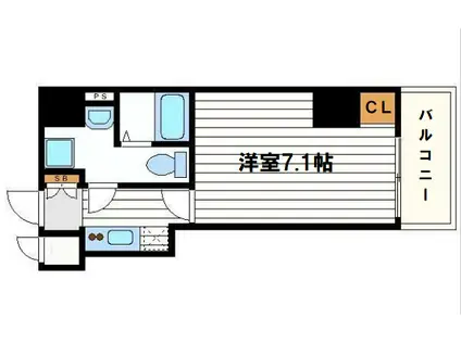 レジュールアッシュ谷町(1K/13階)の間取り写真