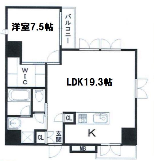 クレグラン天満(1LDK/12階)の間取り写真