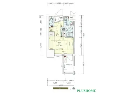 プレサンス上町台クレスト(1K/6階)の間取り写真
