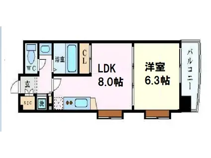 コンソラーレ 同心(1LDK/10階)の間取り写真