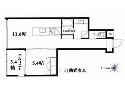 オービットステージ北堀江(1LDK/4階)の間取り写真