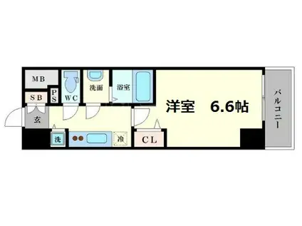 エス・キュート京町堀(1K/9階)の間取り写真