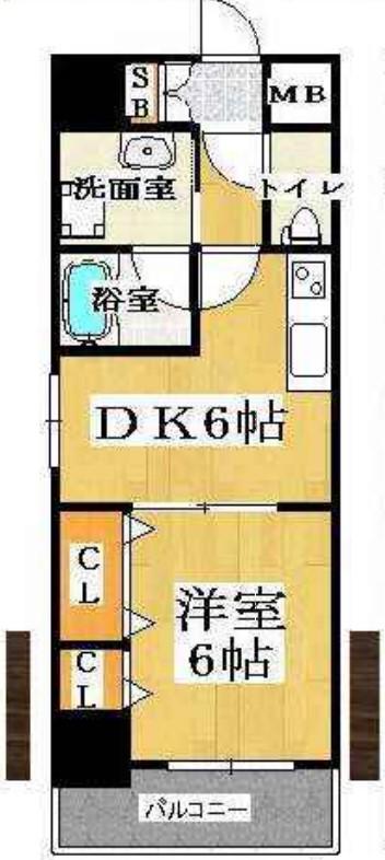 CITY SPIRE難波南(1DK/2階)の間取り写真