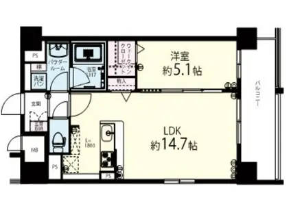 グランフルーヴ(1LDK/8階)の間取り写真