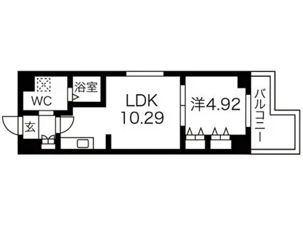 ニューシティアパートメンツ西天満(1LDK/5階)の間取り写真