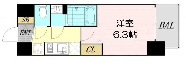 ララプレイス大阪福島アビリテ(1K/9階)の間取り写真