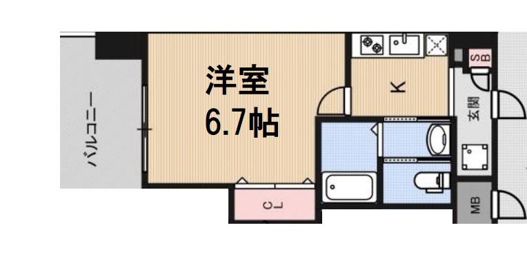 LUXEドーム前Ⅰ(1K/7階)の間取り写真
