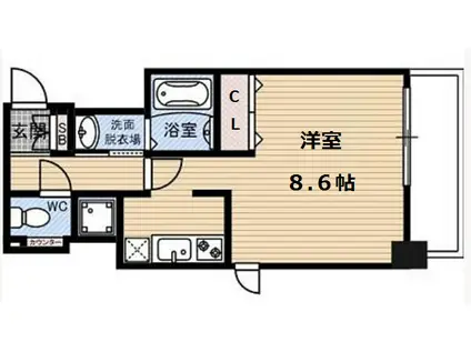 エスライズ中之島ウエスト(1K/2階)の間取り写真