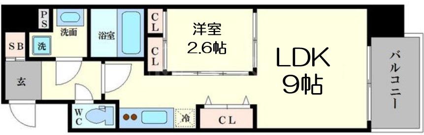 ファーストフィオーレ心斎橋イーストⅡ(1LDK/4階)の間取り写真