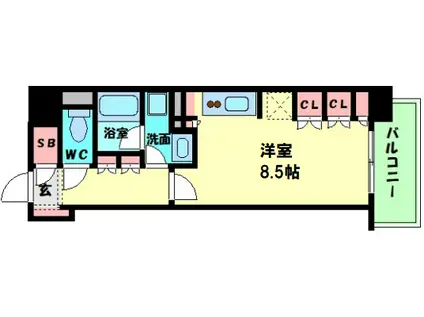 イニシアブランなんば(ワンルーム/4階)の間取り写真