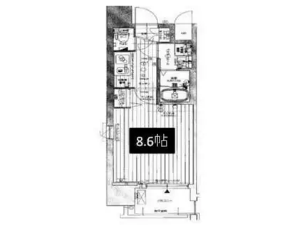 レジュールアッシュ心斎橋LUXE(1K/9階)の間取り写真