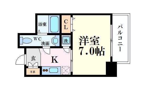 ラシュレエグゼ本町(1K/4階)の間取り写真