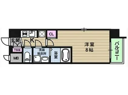 プロシード心斎橋東ヴァンターレ(1K/4階)の間取り写真