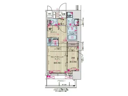プレサンス難波マジョリティ(1LDK/7階)の間取り写真