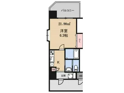 LUXEドーム前Ⅱ(1K/2階)の間取り写真