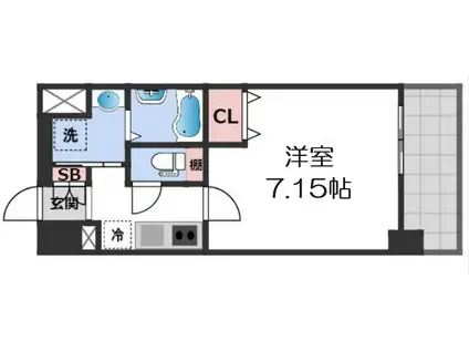 JPレジデンス大阪城東III(1K/7階)の間取り写真