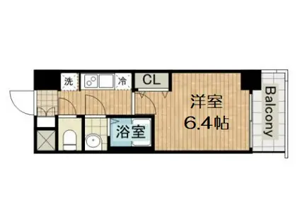 プレサンス上町台夕陽丘(1K/2階)の間取り写真