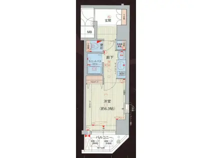 プレサンス心斎橋ザ・スタイル(1K/12階)の間取り写真