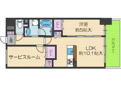 ATKレジデンスなにわ橋(1SLDK/8階)の間取り写真