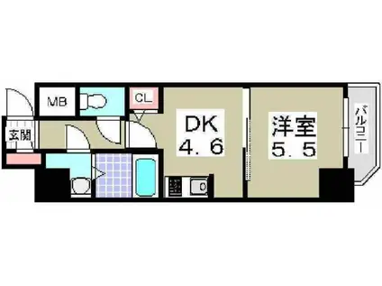 スワンズシティ大阪城南(1DK/6階)の間取り写真