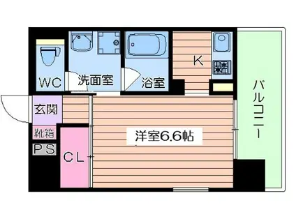 ジュネーゼ京町堀パークサイド(1K/12階)の間取り写真