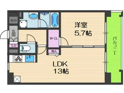 TOMODOAL北梅田(1LDK/5階)の間取り写真