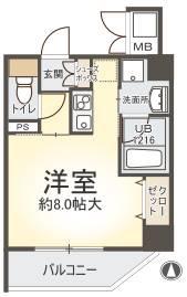 プリマベラ福島(ワンルーム/2階)の間取り写真
