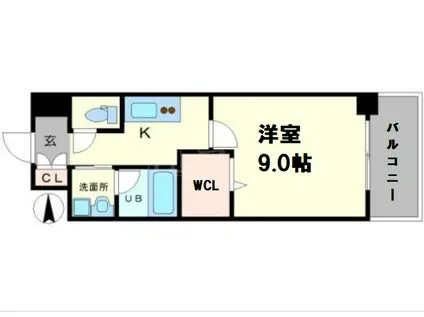 グレイス難波南(1K/6階)の間取り写真