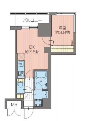 ORSUS新大阪(1DK/13階)の間取り写真