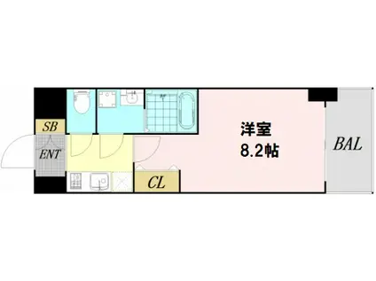 S-RESIDENCE阿波座ウエスト(1K/12階)の間取り写真