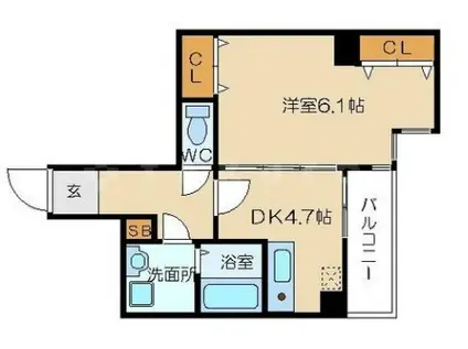 アスティオン大手通(1DK/3階)の間取り写真