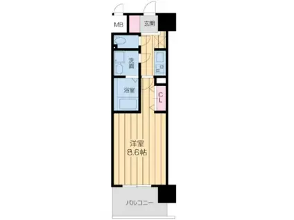 ドゥーエ森ノ宮(1K/6階)の間取り写真