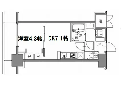 スプランディッド新大阪キャトル(1DK/11階)の間取り写真