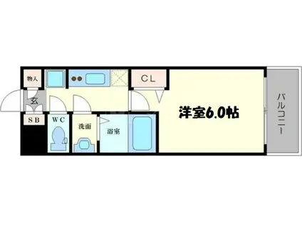 ララプレイス玉造パルク(1K/9階)の間取り写真